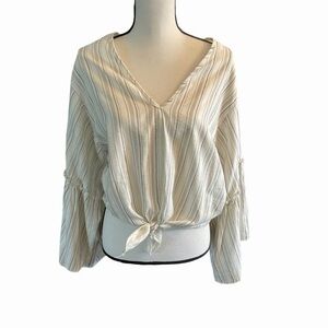 Lavender Field Cottages Lagenlook Blouse Bell Sleeves Boho Hippie Size M